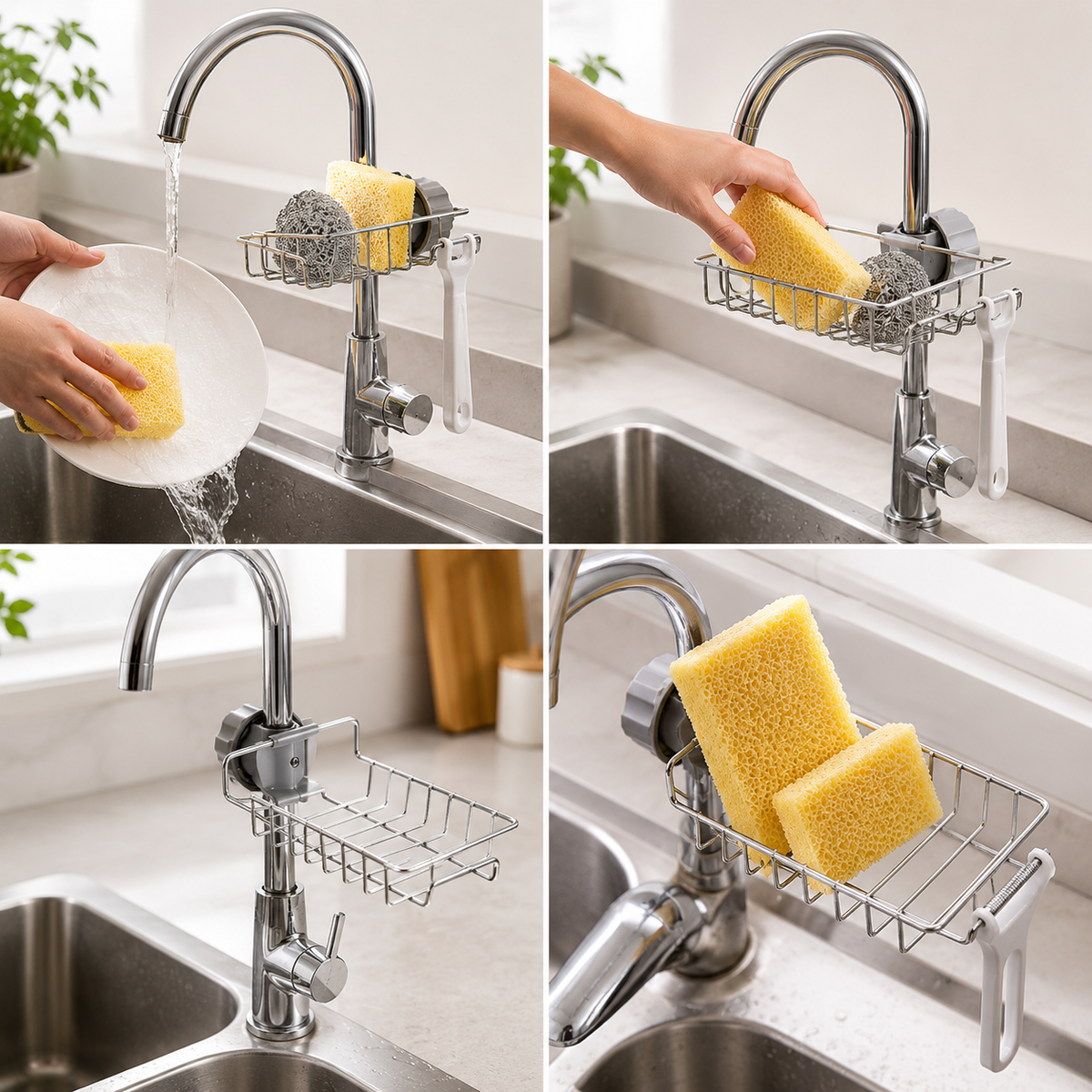 Adjustable Stainless Steel Sink Sponge Holder