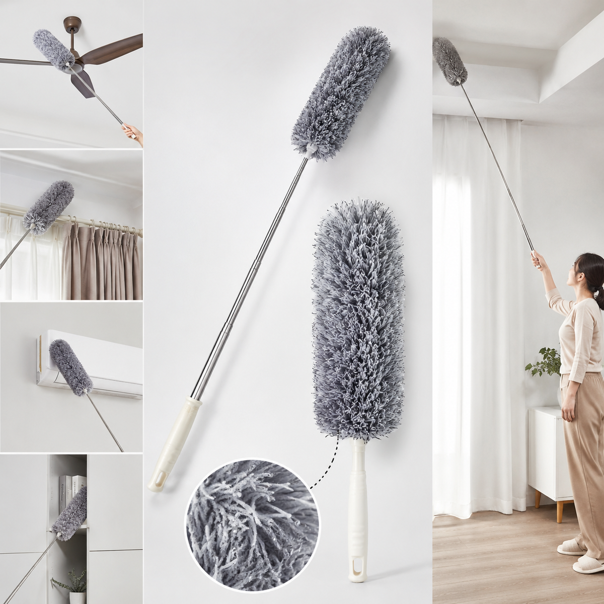 Extendable Microfiber Duster With Bendable Head