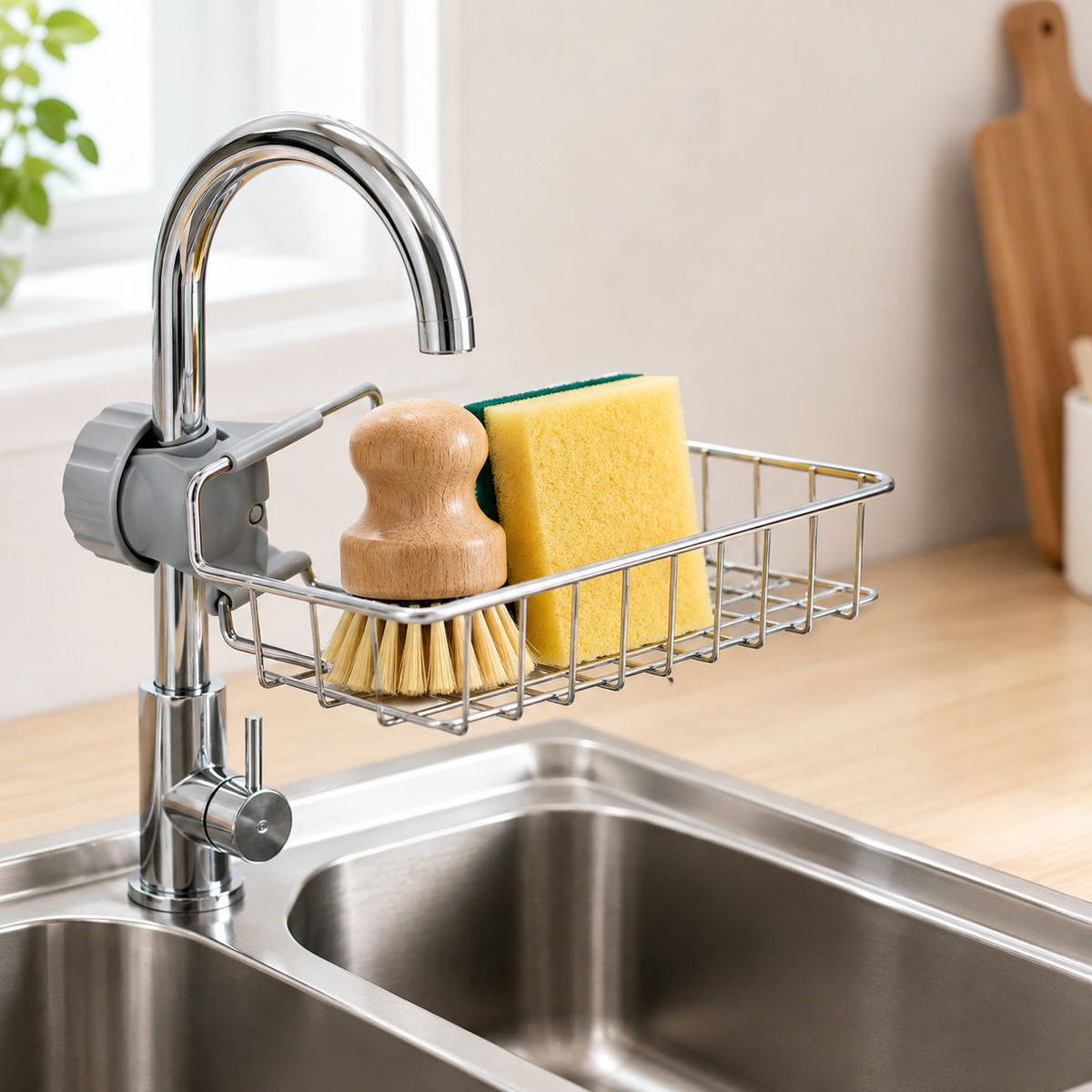 Adjustable Stainless Steel Sink Sponge Holder