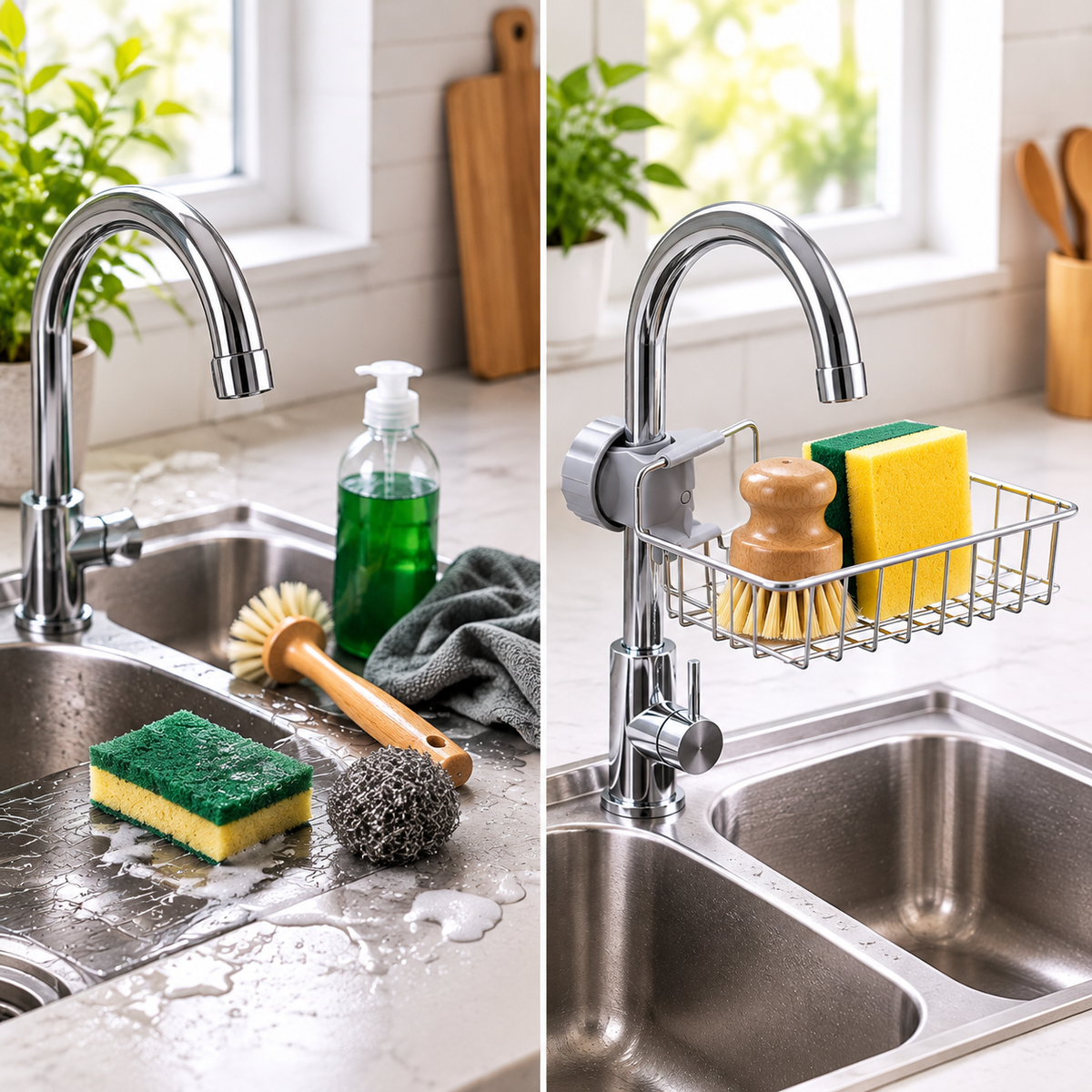 Adjustable Stainless Steel Sink Sponge Holder